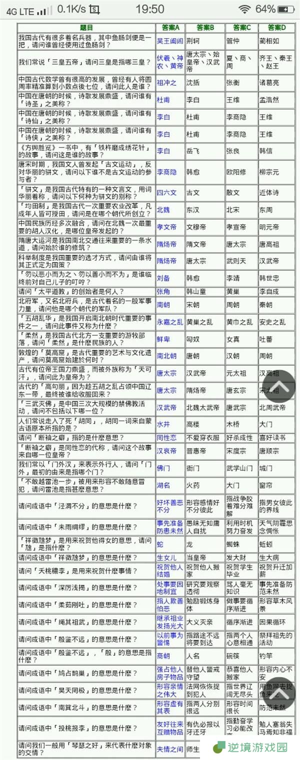 侠客风云传少年英雄会答案大全